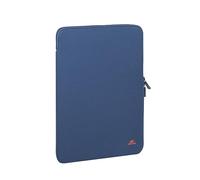 Rivacase Housse verticale pour ordinateur portable - Imperméable et ultra légère - Mallette compacte pour homme et femme - Housse de protection fine et résistante aux chocs - Bleu foncé - 15,6"