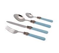 Rivadossi Sandro 1616S04 Set de couverts pour 4 personnes, 16 pièces - Classic - 100% fabriqué en Italie, artisanat et design, acier inoxydable 18/10, bleu clair