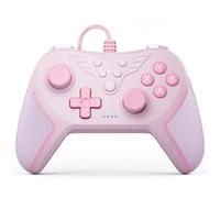 RivalPlay Manette filaire pour PC avec 2 boutons de cartographie - Vibration réglable et 3 vitesses Turbo - Compatible avec Win(11/10/8/7) Plug-and-Play - Rose