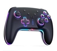 RivalPlay Manette pour Switch/Switch 2, Manette Switch sans Fil avec Lumière RGB/Macro Bouton, Manette Switch avec Bluetooth/Turbo/Bouton de Connexion Rapide/Double Vibration/6 Axes Gyroscope, Noir