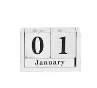 Rivanto Calendrier de table en bois style shabby blanc vieilli