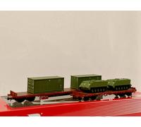 Rivarossi - HR6612 - FS, Pack de 2 Wagons Plats à 4 Essieux RGS Plus RGMMS, Chargés de Deux Conteneurs 20' Plus Deux Véhicules Militaires M113, EP. IV-V, Matériel Roulant Wagon