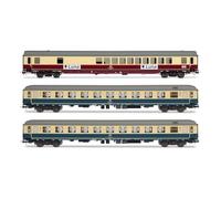 Rivarossi HR4349 DB, Train de Nuit Luna, Voiture-Bar WGmh 854 en livrée Rouge-Beige Plus 2 x Bcm 246 en livrée Bleu océan, ép. IV
