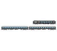 Rivarossi HR4360 FS, Pack de 3 unités Rapido 904-905, vestibules WR CIWL 1925T UIC + UIC-X '68 1ère Classe + 2ème Classe Gris, Bande Rouge, EP. Voitures de Voyageurs IVa