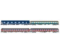 Rivarossi HR4374 FS/DB/NS, Pack de 4 unités 1 "Italien-Holland-Express, NS WLABm MU Ten, DB Bcm 243 Bleu-Beige, FS UIC-X 2ème cl