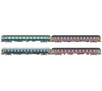 Rivarossi HR4375 FS/DB, Pack de 4 unités 2 "Italien-Holland-Express, DB Bcm 243 Bleu/Beige, FS UIC-X 2ème cl. Rouge-Gris, FS UIC-X 2e cl