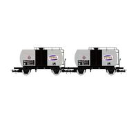 Rivarossi HR6565 FS, Coffret de 2 Wagons-citernes à 2 essieux « Total » Argent, ép. III Chemin de Fer 2X Wagons