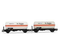 Rivarossi - HR6620 - FS, Pack de 2 Wagons, Citernes à Gaz à 2 Essieux, Blanc avec Bande Orange, Agipgas, Ép. Matériel Roulant Iv, Wagons
