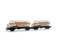 Rivarossi HR6644 DB, 2-unit set of 2-axle gas tank wagons, “Rommenhöller Kohlens