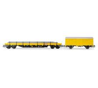 Rivarossi - HR6647 - DB Bahnbau, Pack de 2 Wagons de Maintenance, Res Chargés de Traverses Plus GS, Livrée Jaune, EP. V-VI, Matériel Roulant Wagon