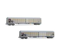 Rivarossi HR6650 SBB, Lot de 2 Wagons Habils à parois coulissantes 4 essieux, avec Patchs, ép. V