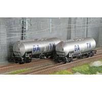 Rivarossi HR6667 Set de 2 wagons citernes à bogies, gris clair, grand logo GATX
