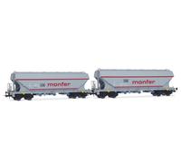 Rivarossi HR6677 I-Ersa, Set 2 Wagons Trémie Uagpps Livrée “Monfer” Gris FS