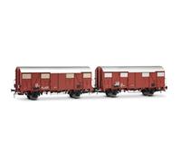 Rivarossi HR6696 FS, Coffret de 2 Wagons Ghs avec aérateurs Bas, livrée Marron, Dont Un avec Feux arrière Rouges, ép. IV Wagons de Chemin de Fer