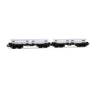 Coffret 2 wagons plats Rmms 4 essieux, chargés de blocs d'aluminium, DB, Ep. IV