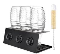 Rivasen Porte-Bouteille pour SodaStream 3 Bouteilles Égouttoir en Acier Inoxydable avec Plateau Amovible et Support de Couvercle pour Bouteilles Soda Stream Crystal Easy Fuse et Emil