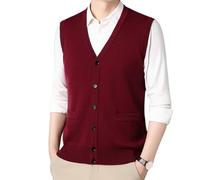 Rivccku Cardigan pour Homme Gilet Cachemire 100% Pulls avec col en V et Boutons avec Poches
