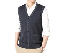 Rivccku Cardigan pour Homme Gilet Cachemire 100% Pulls avec col en V et Boutons avec Poches