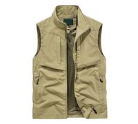 Rivccku Homme Gilet de Pêche avec Multi-Poches Respirant Veste Camping pêche Gilet de Randonnée en Plein air Gilet de Photographie