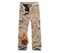 Rivccku Pantalon Tactique Homme Pantalon Cargo Chaud Molleton doublé Multi Poches Combat Pantalon de Travail Pantalon de Chasse Le Ski et la pêche