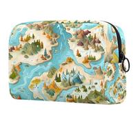 Rive0muuuj Trousse de maquillage avec fermeture éclair pour femme Motif carte, multicolore, 18.5x7.5x13cm/7.3x3x5.1in, Art Déco