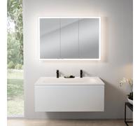 rivea Dia Meuble bas l : 121 cm avec 1 tiroir, vasque blanche mate avec 2 trous percés, avec armoire de toilette n60,, BR0039WH+BR0098WM+BN0494MI,