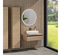 rivea Dia Meuble bas l: 80 cm, 1 tiroir, vasque l: 60 cm blanc, avec miroir éclairé Kanya, BR0527WH+BR0027SO+BR0002SO+BR2027MI,