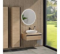 rivea Dia Meuble bas l: 80 cm, 1 tiroir, vasque l: 60 cm blanc, avec miroir éclairé Kanya, BR0536WH+BR0027SO+BR0002SO+BR2027MI,