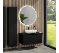 rivea Dia Meuble sous-vasque l: 100 cm, avec 1 tiroir, vasque l: 60 cm blanc mat, avec miroir éclairé Kanya, BR0527WM+BR0038BM+BN0403BM+BR2028MI,