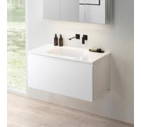 rivea Dia Meuble sous-vasque l : 101 cm, 1 tiroir, vasque sans trou de robinetterie, blanc, BR0038WM+BR0055WH,