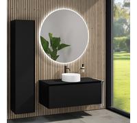 rivea Dia Meuble sous-vasque l: 120 cm, 1 tiroir, vasque Ø 38 cm blanche mate, avec miroir éclairé Kanya, BR0535WM+BR0039BM+BN0404BM+BR2029MI,