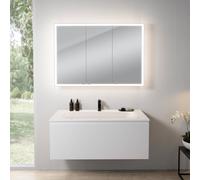 rivea Dia Meuble sous-vasque l : 121 cm, 1 tiroir, vasque à 1 trou de robinetterie, blanc, avec armoire de toilette n60, BR0039WM+BR0051WH+BN0494MI,