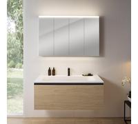 rivea Dia Meuble sous-vasque l : 121 cm, 1 tiroir, vasque à 1 trou de robinetterie, blanc mat, avec armoire de toilette n50, BR0039SO+BR0051WM+BN0510MI,