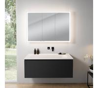 rivea Dia Meuble sous-vasque l : 121 cm, 1 tiroir, vasque sans trou de robinetterie, blanc mat, avec armoire de toilette n60, BR0039BM+BR0056WM+BN0494MI,
