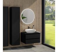 rivea Dia Meuble sous-vasque l: 80 cm, avec 2 tiroirs, vasque l: 60 cm blanc, avec miroir éclairé Kanya, BR0536WH+BR0032BM+BN0402BM+BR2027MI,