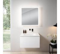 rivea Dia Meuble sous-vasque l : 81 cm, 1 tiroir, vasque sans trou de robinetterie, blanc mat, avec armoire de toilette n60, BR0037WM+BR0054WM+BN0492MI,