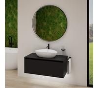 rivea Dia soleado Meuble bas l: 100 cm, 1 tiroir, vasque blanche mate, avec miroir éclairé Maila,, BR0536WM+BR0107BM+BR2018MI,