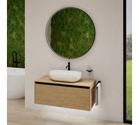 rivea Dia soleado Meuble bas l: 100 cm, 1 tiroir, vasque l: 60 cm, blanc mat, avec miroir éclairé Maila,, BR0527WM+BR0107SO+BR2018MI,