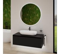 rivea Dia soleado Meuble bas l: 120 cm, 1 tiroir, vasque l: 75 cm, blanc, avec miroir éclairé Kanya,, BR0528WH+BR0108BM+BR2028MI,