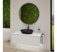 rivea Dia soleado Meuble bas l: 120 cm, 1 tiroir, vasque noire mate, avec miroir éclairé Maila,, BR0536BM+BR0108WM+BR2018MI,