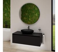 rivea Dia soleado Meuble bas l: 120 cm, 1 tiroir, vasque noire mate, avec miroir éclairé Maila,, BR0536BM+BR0108BM+BR2018MI,