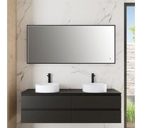 rivea Maila Miroir avec éclairage l : 160 cm, avec cadre contrastant noir mat, BR2015MI,