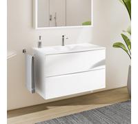 rivea Malie Meuble bas l: 101 cm, 2 tiroirs, vasque Dia avec 1 trou de robinetterie, blanc mat,, BR3220BWM+BR0050WM,