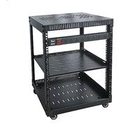 RIVECO Rack réseau 12U avec roues pour serveur, armoire à cadre ouvert stéréo avec couvercles supérieurs et inférieurs ventilés, poteaux à trous carrés disponibles