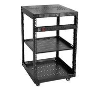 RIVECO Rack réseau 15U avec roues pour serveur, armoire stéréo à cadre ouvert avec couvercles supérieurs et inférieurs ventilés, poteaux à trous carrés disponibles