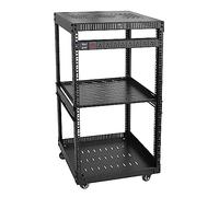 RIVECO Rack réseau 18U avec roues pour serveur, armoire à cadre ouvert stéréo avec couvercles supérieurs et inférieurs ventilés, poteaux à trous carrés disponibles