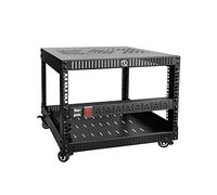 RIVECO Rack réseau 6U avec roues pour serveur, armoire stéréo à cadre ouvert avec couvercles supérieurs et inférieurs ventilés, poteaux à trous carrés disponibles