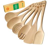 Riveira Lot de 6 cuillères en bois d'érable naturel - Spatule en bois d'érable naturel - Cuillère en bois - Ensemble d'ustensiles en bois de qualité supérieure pour une cuisine non toxique