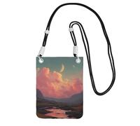 River And The Great Sky Print Carry A Mobile Phone Bag Diagonally, Crossbody Bag, Suitable for Transport Mobile Phone Change, etc, Noir , Taille unique