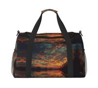 River and The Great Sky Print Sac de sport de voyage pour femme - Sac fourre-tout de sport avec compartiment, sac de sport pour homme, sac fourre-tout pour femme, sac à main de w nd pour femme